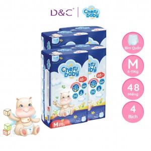 Combo 4 bỉm Cherubaby M quần 48 miếng (6-11kg)